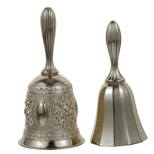 DOITOOL 2 Stück Retro Handglocken aus Kupferlegierung mit Ergonomischem Griff Klarer Rostfrei Vielseitig für Restaurant Bar Hochzeit Schule Weihnachtsfeier und Dekoration Geeignet von DOITOOL