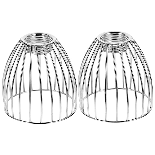DOITOOL 2 Stück Schmiedeeiserner Vogelkäfig-Lampenschirm Silber - Kronleuchterlampenschirm - Rund - Eisen - Silber von DOITOOL
