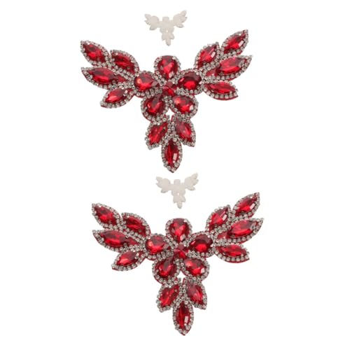 DOITOOL 2 Stück Schuhblume Aus Strass Flecken Bestickt Stoff Patch Flicken Aufnähen Flicken Aufbügeln Kleidungsflicken Mantelflicken Selber Machen Kleidung Dekoration Rot Strasssteine von DOITOOL
