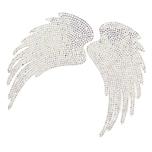 DOITOOL 2 Stück Strass Bügelbild Engelsflügel Langlebiger Aufbügler Applikation für Kleidung und DIY Hautfreundliches Waschbares Pailletten Patch Einfach Anzubringen für Textilien und von DOITOOL