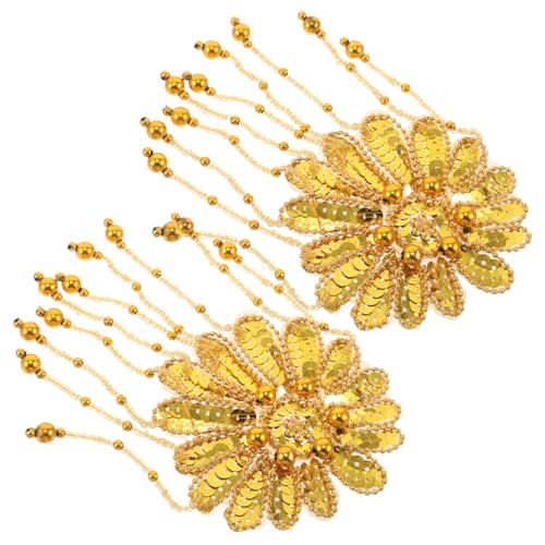 DOITOOL 2 Stück Teiliges Goldenes Schulterpolster Blumen-pailletten Quasten und Strass Leichte Bequeme Epauletten für Damen für Bühnenkostüme Tanz und Partyaccessoires von DOITOOL