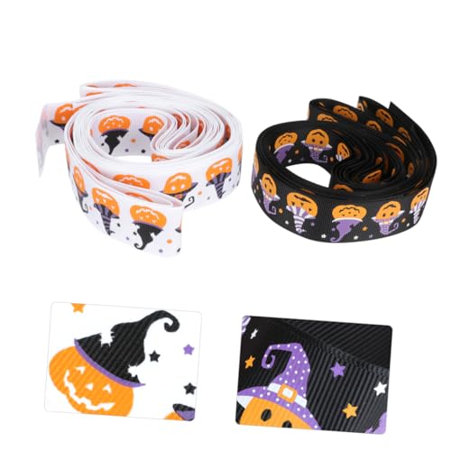DOITOOL 2 Stück Teiliges Halloween Geschenkband Festliches Dekorationsband mit Kürbis Muster für Bastelprojekte Geschenkverpackungen und Partys Weiße und Schwarze Varianten von DOITOOL
