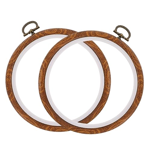 DOITOOL 2 Stück Teiliges Stickrahmen Kunststoff Stickrahmen Imitation Holz Oval Cross Stitch Ringe für DIY Handarbeit Anfänger Stickerei und Dekoration von DOITOOL