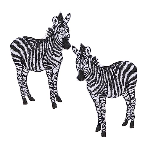 DOITOOL 2 Stück Tierische Stickerei Patches Zebra Aufnäher für Kleidung Bastelbedarf Accessoires Selbstklebend Aufbügeln für Taschen Hüte und Mehr von DOITOOL