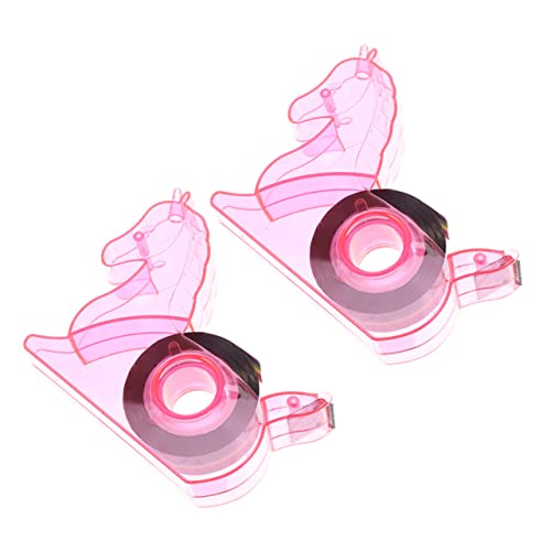 DOITOOL 2 Stück Tischklebebandspender Kleine Klebeband Schneidewerkzeuge Multifunktionale Lustige Einhorn Design für Schreibtischzubehör Rosa für Schule und Büro von DOITOOL