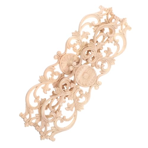 DOITOOL 2 Stück Türblume aus Massivholz handwerkskunst holzarbeiten Holzverzierung für Kommoden ästhetische Raumdekoration Wandkunst Vintage-Applikationen wohnmöbel hölzern Beige von DOITOOL