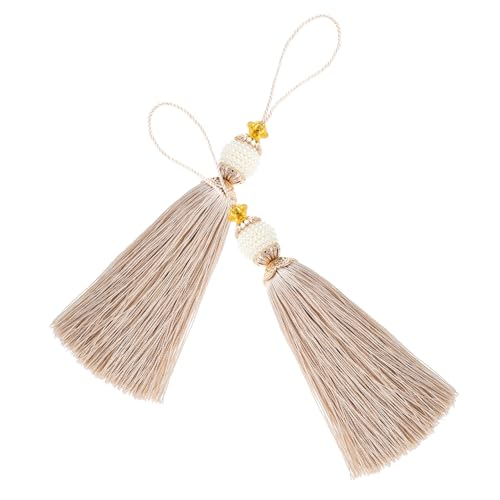 DOITOOL 2 Stück Vorhang Perle Quaste bags säckchen beads dekoring Rucksackdekoration car decor Quasten Vorhänge Perlen Dekorativ für exquisite Quaste Zubehör zum Ankleiden Polyester Beige von DOITOOL