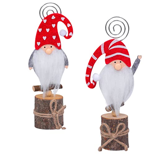 DOITOOL 2 Stück Weihnachts Memo Halter mit Anti-rutsch-basis Cartoon Design Memo Holder für Hochzeit Geburtstag Party Tischkarten Notizen Klammern Herz Streifen von DOITOOL
