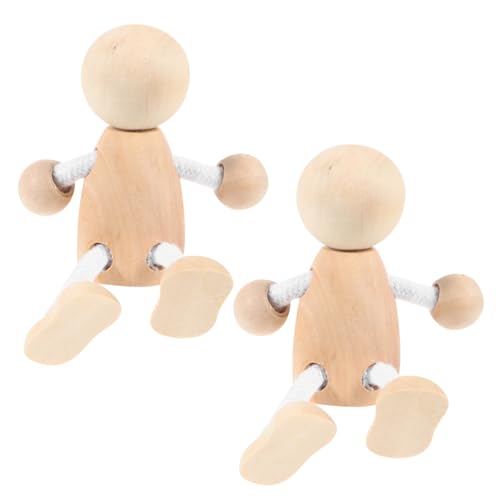 DOITOOL 2 Stück hölzerner Mann holzfiguren DIY Holzspielzeug unbemalte Puppe Handwerksspielzeug holziges Ornament Peg-Puppen Puppen malen DIY- für Holzhandwerk von DOITOOL