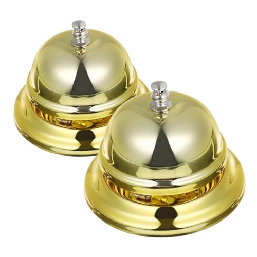 DOITOOL 2 Stück läute die Glocke kleine Glocke Laute Glocke Klingel für Klassenmanagement Klassenglocke für Lehrer Rufen Sie den Klingelservice an Empfangschalter Zinklegierung Golden von DOITOOL