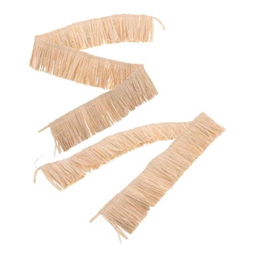 DOITOOL 2 Stücke Handgewebte Raffia Quastenborte Natürliche DIY Bastelbänder für Sommermode Partydekorationen Taschen und Schuhzubehör Vielseitiges Bastelmaterial für Kreative Projekte von DOITOOL