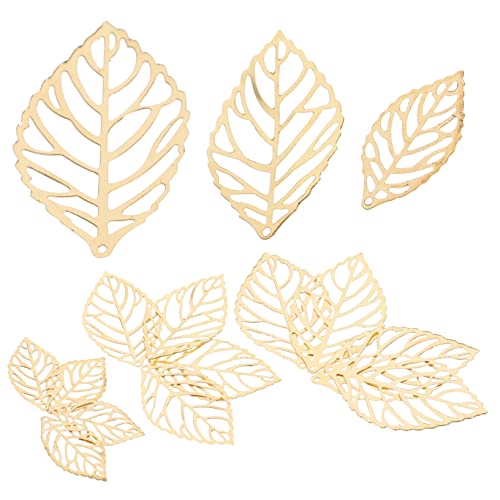 DOITOOL 2 ohrringe zubehör selber machen geldgeschenke weihnachten weichnachtsgeschke Schmuckdekoration Schmuckanhänger Hochzeit für Blatt-Design-Anhänger Blattschmuckfunde Eisen Golden von DOITOOL