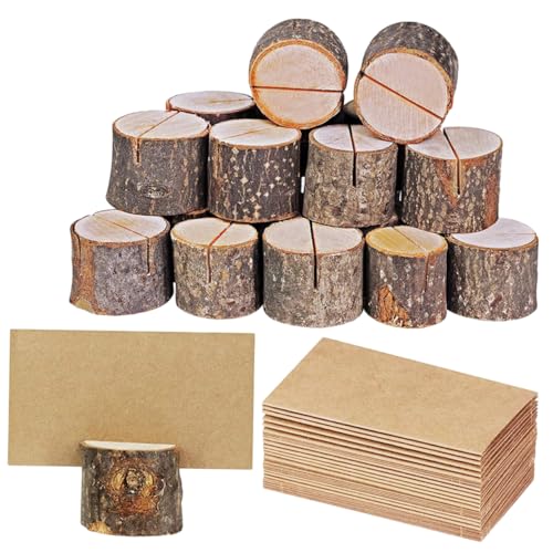 DOITOOL 20 Sätze Holzstamm Kartenhalter Natürliche Tischkartenhalter für Hochzeiten Partys und Veranstaltungen Papierkarten Vielseitig Einsetzbar und Foto Halter von DOITOOL