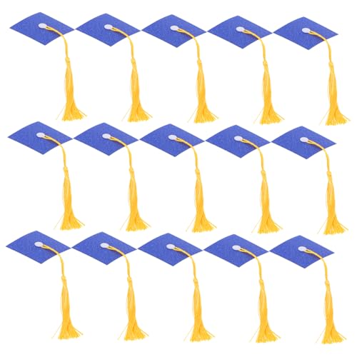 DOITOOL 20 Satz Doktorhutkuchendekoration Schokoladen -Grad Cap Decor Abschlussparty -Dekorationen Kuchendeckel mit Graduierungskappe Abschlussfeier Marmeladenpapier Blue von DOITOOL