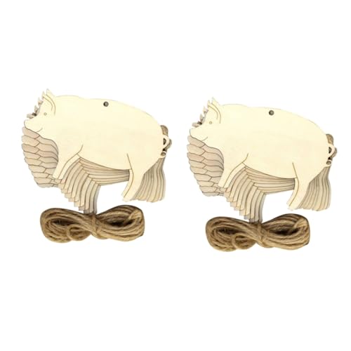 DOITOOL 20 Stck. Teiliges Schwein Holzanhänger Blanko Holzschilder mit Schnur Unvollendete Holzstücke zum Basteln Personalisierte DIY Etiketten für Hochzeiten Geschenke Dekoration und von DOITOOL