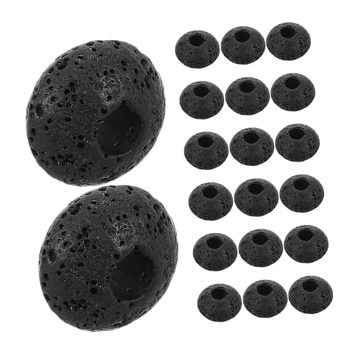 DOITOOL 20 Stück Ätherische Ölperlen vulkanischer Gestein Armbandperlen Perlen für DIY -Projekt lose Steinperlen Lava-Diffusorsteine Distanzperlen selber machen Vulkangestein Schwarz von DOITOOL