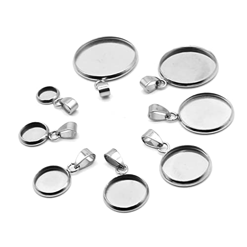 DOITOOL 20 Stück Anhänger Aus Edelstahl Schmuck Schlüssel Runde Leere Lünette Silber Halskette-kit Runde Anhängertabletts Und Halskettenschnüre Kettenrahmen Schüttgut Anhängerhalter Silver DOITOOL 20 Stück Anhänger Aus Edelstahl Schmuck Schlüssel Runde Leere Lünette Silber Halskette-kit Runde Anhängertabletts Und Halskettenschnüre Kettenrahmen Schüttgut Anhängerhalter Silver von DOITOOL