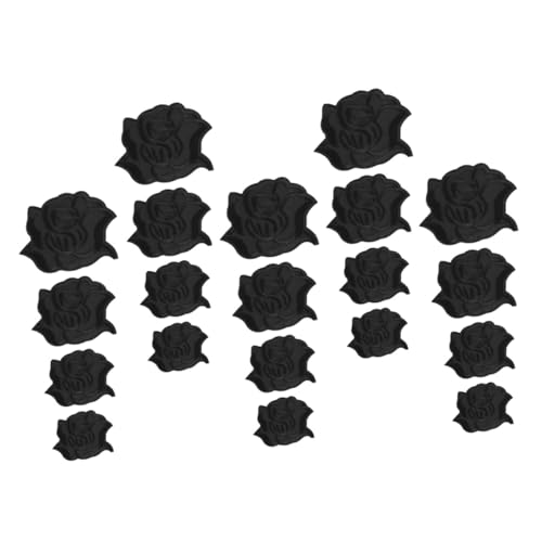 DOITOOL 20 Stück Blumenstickstätte Flicken aufnähen schwarze Flecken für Kleidung Stickerei Jacken Aufnäher nähen apfelding ziernieten Blumenbeete Stickflicken aufbügeln Polyester Black von DOITOOL