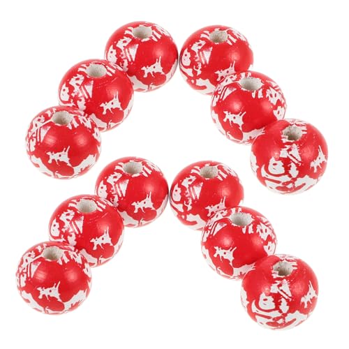 DOITOOL 20 Stück Blutabdruck Holzperlen Dekoration Erwachsene klein fallen drinnen Herstellung DIY-Perlen Halloween liefert Bastelperle Halloween-Armbandperlen lose Holzperlen hölzern rot von DOITOOL