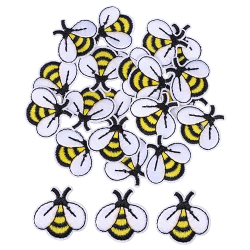 DOITOOL 20 Stück Cartoon Bee bestickte Aufnäher für Kleidung, Dekoration, einzigartige Applikation Aufkleber zum Nähen von Stoff, Zubehör für Taschen, Jacken und DIY Handwerk von DOITOOL