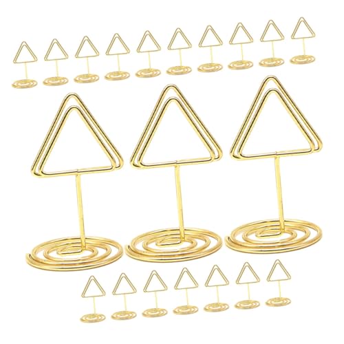 DOITOOL 20 Stück Dreieckiger Memohalter Lebensmitteletiketten Für Party Fotoständer Goldene Tischnummernhalter Tischnummernschilder Vertikale Visitenkarte Visitenkartenständer Eisen von DOITOOL