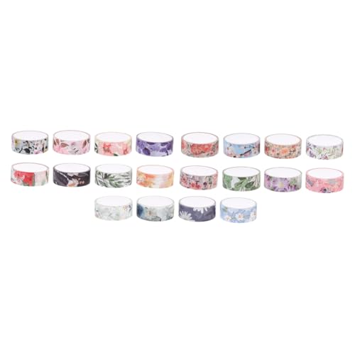 DOITOOL 20 Stück Handgemalte Blumenmuster Washi Tape Dekorative Klebebänder für Scrapbooking Diy Basteln Tagebuch und Verpackungen Farbenfrohe und Haftstarke Papierbänder für Projekte von DOITOOL