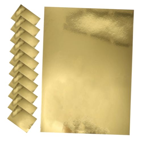 DOITOOL 20 Stück Metallspiegelpapier Farben Handwerk Wohnung Herstellung Notizbuch Dekoration Kartenvorrat Sandwichpapier Origami -Papier Kartonpapier Bastelpapier Golden von DOITOOL