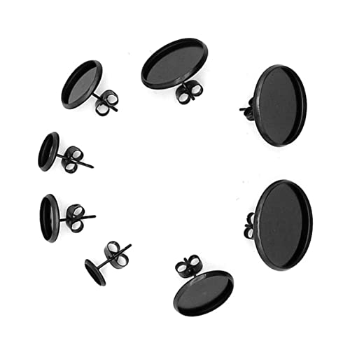 DOITOOL 20 Stück Ohrstecker Basis Diy Schmuck Zubehör Kreative Runde Ohrringe Schwarzes Design mit Ohrstopper für Frauen und Mädchen für Schmuckherstellung Schwarzes Innenteil von DOITOOL