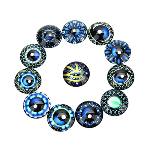 DOITOOL 20 Stück Runde Cabochon Patches in Blau Kreative DIY Schmuck Aufkleber für Ohrringe Manschettenknöpfe und Dekoration für Bastelarbeiten bei Geburtstagen Hochzeiten und Besonderen von DOITOOL