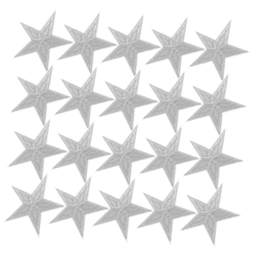 DOITOOL 20 Stück Silberne Stern Aufnäher Bestickte Bügel Nähapplikationen für Kleidung Jacken Rucksäcke Hüte DIY Reparatur Dekoration von DOITOOL