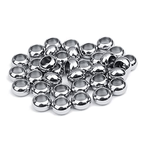 DOITOOL 20 Stück Spacer Perlen Durchmesser mit Loch Große Silberperlen für DIY Schmuckherstellung Armband Halskette Ohrring Zubehör Rostfrei und Glatt von DOITOOL