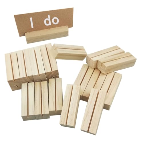 DOITOOL 20 Stück Teiliges Holz Memo Halter mit Stabilem Sockel Vielseitiger Kartenhalter für Fotos Tischkarten Menüs und Notizen für Büro Hochzeitstisch und Partys Handgefertigter Desktop von DOITOOL