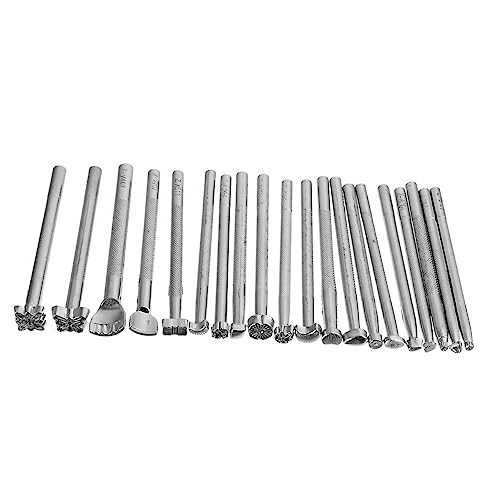 DOITOOL 20 Stück Teiliges Leder Prägewerkzeug Set Verschiedene Formen für Diy Lederarbeiten zum Stempeln und Gestalten von Geldbörsen Gürteln und Taschen Rostfrei und Elegant von DOITOOL