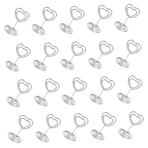 DOITOOL 20 Stück Teiliges Metall Memo Clip mit Stabilem Sockel Silberne Herz design Tischkartenhalter und Fotoständer Vielseitig als Tischnummernhalter Notizclip für Hochzeit Büro Party von DOITOOL