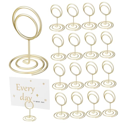 DOITOOL 20 Stück Teiliges Mini Goldfarbene Tischkartenhalter aus Stabile Memo Fotokartenhalter Vielseitig Einsetzbar als Platzkarten Tischnummernhalter für Hochzeit Party Restaurant und von DOITOOL