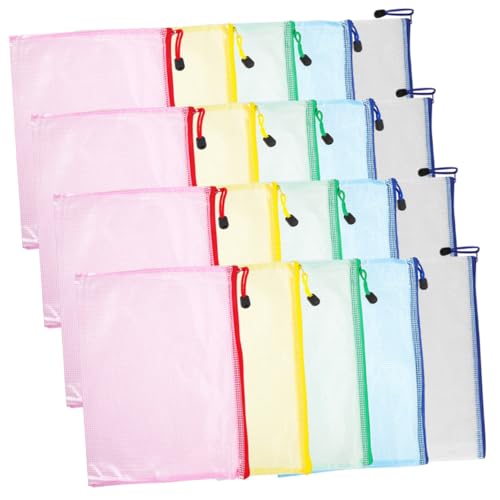 DOITOOL 20 Stück Teiliges PVC Mesh Reißverschlusstaschen Wasserdichte Dokumententaschen mit Netzstoff für Büro Schule und Reise Vielseitige Aufbewahrungsbeutel für Quittungen Papiere und von DOITOOL