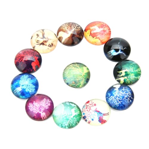 DOITOOL 20 Stück Teiliges Runde Cabochons mit Kreativem DIY Elch Langlebige Schmuckmaterialien für Ohrringe Manschettenknöpfe und Basteldekorationen Vielseitig Einsetzbar für Schmuck und von DOITOOL