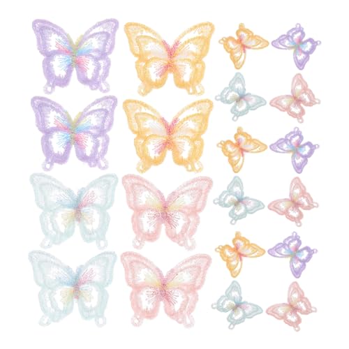 DOITOOL 20 Stück Teiliges Schmetterling Aufnäher Doppellagig aus Organza Farbenfrohe Bestickte Applikationen zum Aufnähen Langlebig und Farbecht für DIY Hochzeitskleider Taschen Schuhe von DOITOOL