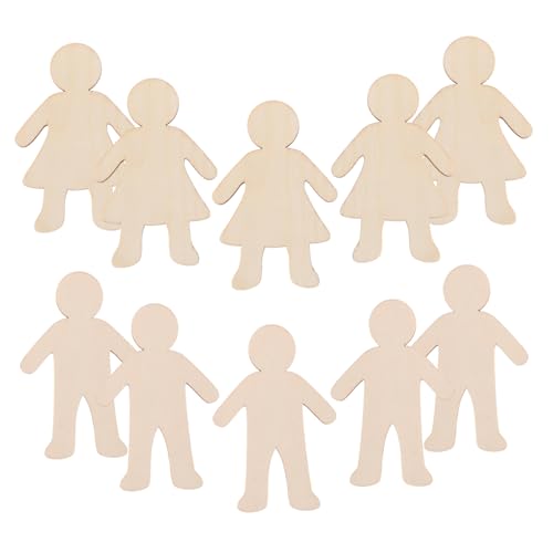 DOITOOL 20 Stück Unlackierte Holzfiguren für Diy Bastelbedarf für Kreative Projekte Blanko Jungen und Mädchen Holzformen für Malen und Dekoration für Partys und Kunsthandwerk von DOITOOL