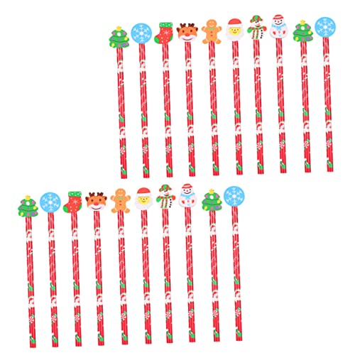 DOITOOL 20 Stück Weihnachtsbleistifte aus Kreative Schulmaterialien für Radiergummi für Zeichnen und Schreiben Weihnachtsgeschenke und Mitgebsel von DOITOOL