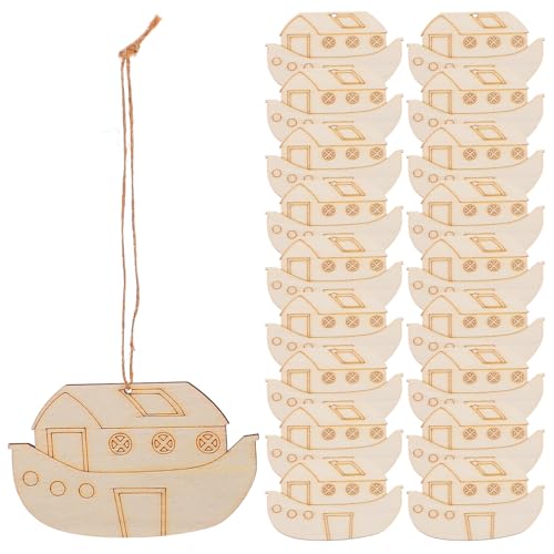 DOITOOL 20 Stück unfertige Holzausschnitte in Bootform für Heimwerkerarbeiten, nautische Segelbootform, Holzscheiben, blanke Holzanhänger mit Seilen für Dekorationen mit Ozeanthema DOITOOL 20 Stück unfertige Holzausschnitte in Bootform für Heimwerkerarbeiten, nautische Segelbootform, Holzscheiben, blanke Holzanhänger mit Seilen für Dekorationen mit Ozeanthema von DOITOOL