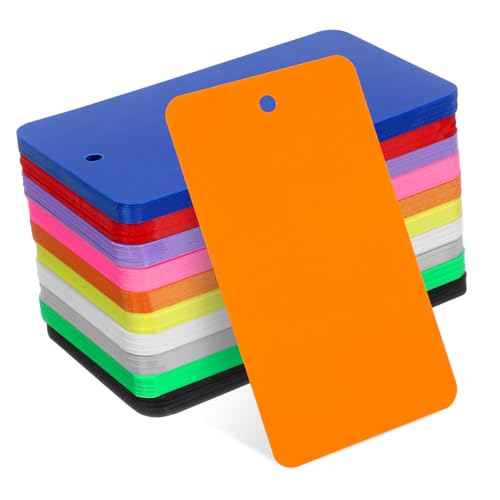 DOITOOL 200 Stück Blanko Hängeetiketten aus Transparentem Farbigem Mattiertem PVC mit Vorgestanztem für Geschenkanhänger Dekoration Preisschilder Party Laden und Festlichkeiten von DOITOOL