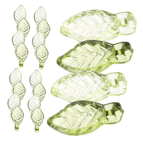 DOITOOL 200 Stück Blattförmige Perlen Grüne Blattanhänger Transparente Acrylblätter Anhänger Zur Schmuckherstellung DIY Bastelbedarf Armband Halskettenanhänger von DOITOOL