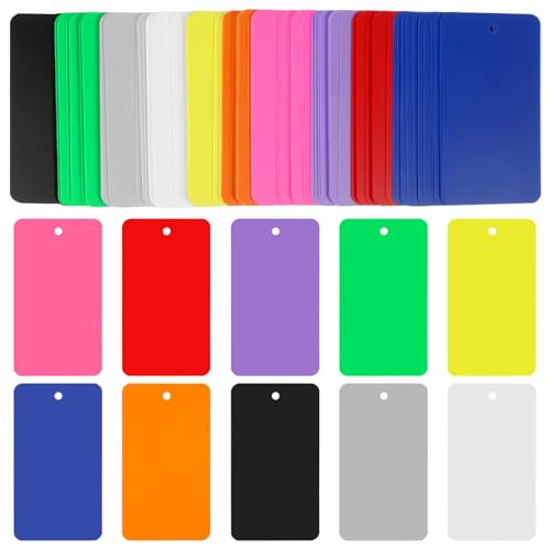 DOITOOL 200 Stück Bunte Blanko Hängeetiketten PVC Vorgelocht Vielseitige Dekoration für Party Shop und Geschenk Wiederbeschreibbar Farbige Transparente Anhänger für Weihnachten und von DOITOOL