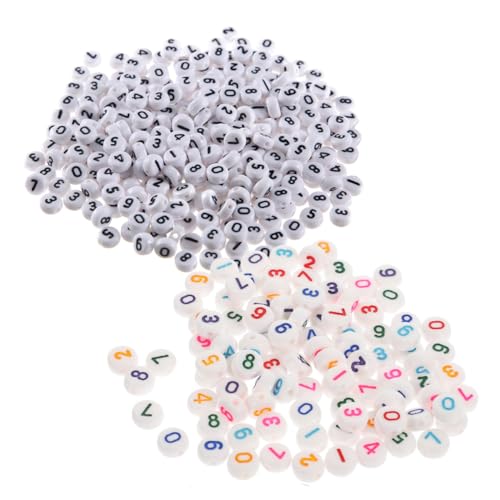 DOITOOL 200 Stück Digital Perle Keychain -Zubehör Freundschaftsarmband Brief Perlenschlüsselkette machen geformte Perlen lose UV kleine Armbandperlen Armband Perlen Zahlen DIY-Perlen Acryl von DOITOOL
