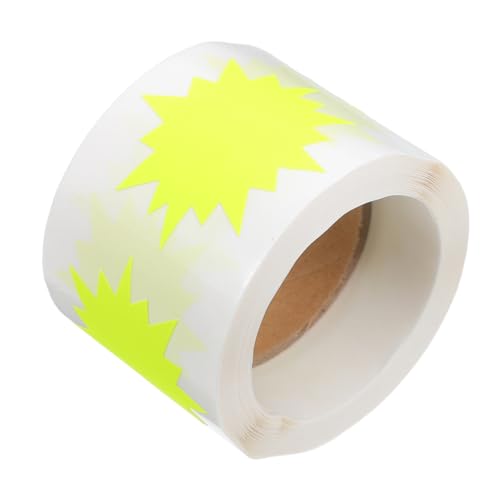 DOITOOL 200 Stück Fluoreszierende Preisschilder für Flohmärkte und Einzelhandel Gelbe Burst Form für Einfache Preisgestaltung und Organisation von DOITOOL