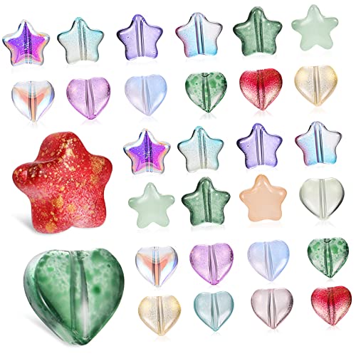 DOITOOL 200 Stück Glasperlen wohnungseinrichtung wohnungsdeko ringe halsreif armband bänder beads Reiz Halskette Herz machen Sterne Anhänger Handwerk zur Schmuckherstellung Sterne aus Glas von DOITOOL