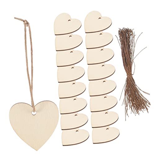 DOITOOL 200 Stück Herzförmige Holzanhänger aus Naturmaterialien Blanko Holzherzen zum Basteln Gravieren und Dekorieren für DIY Hochzeit Valentinstag und Festliche Anlässe von DOITOOL