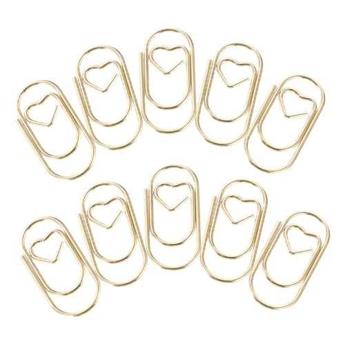 DOITOOL 200 Stück Metall -Büroklamme Datei-Lesezeichen-Planer Clips in Herzform Dateipapierclips ovale Büroklammern Tagebuchclip Schreibtischclips Markierungsclip für das Büro Stahl Golden von DOITOOL