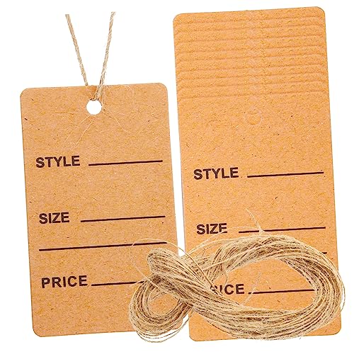 DOITOOL 200 Stück Schnur Handgeschriebene Tags Etikett groß Papier Einzelhandel Kennzeichnung für Kleidung Beschreibbare Tags hängende Tags Stichworte Hanfseil Light Brown von DOITOOL